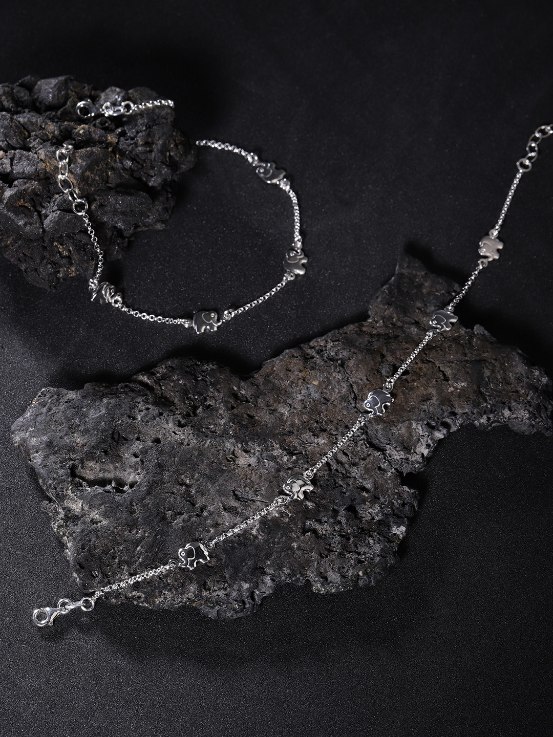 

Carlton London Set of 2 925 Sterling Silver-Plated Anklets