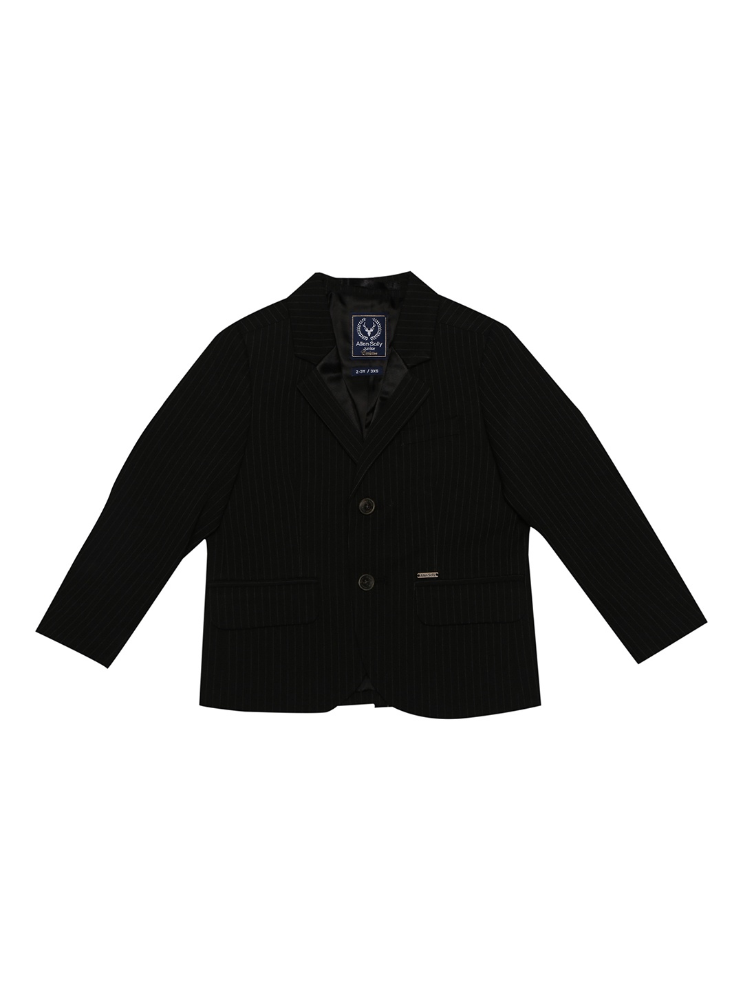 

Allen Solly Junior Boys Black Striped Regular-Fit Single-Breasted Blazer