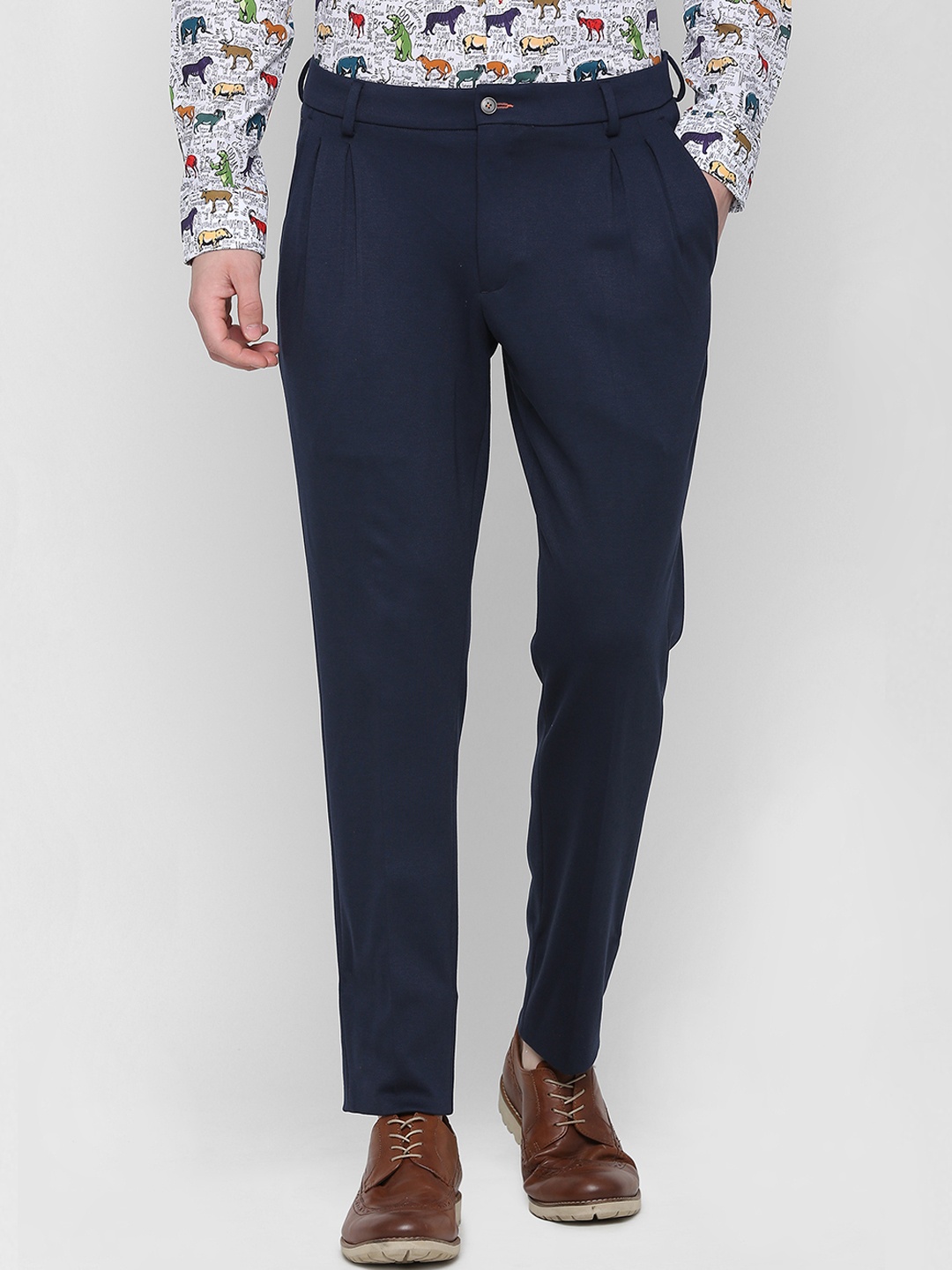 

SIMON CARTER LONDON Men Blue Slim Fit Solid Regular Trousers