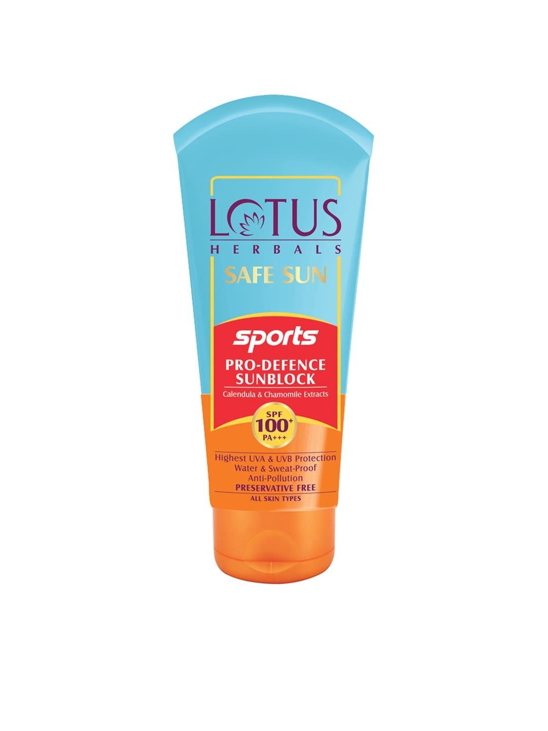 

Lotus Herbals Sustainable Safe Sun Sports Pro-Defence Sunblock With 100+ PA+++ 80 g, Orange