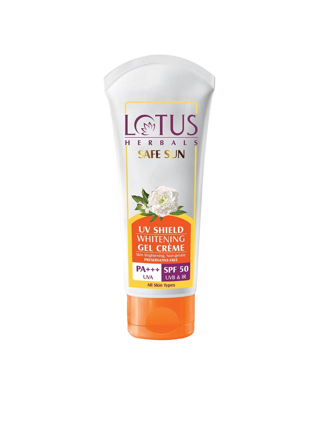 Lotus Herbals Safe Sun UV Shield SPF 50 Whitening Gel Sunscreen 50 g, White