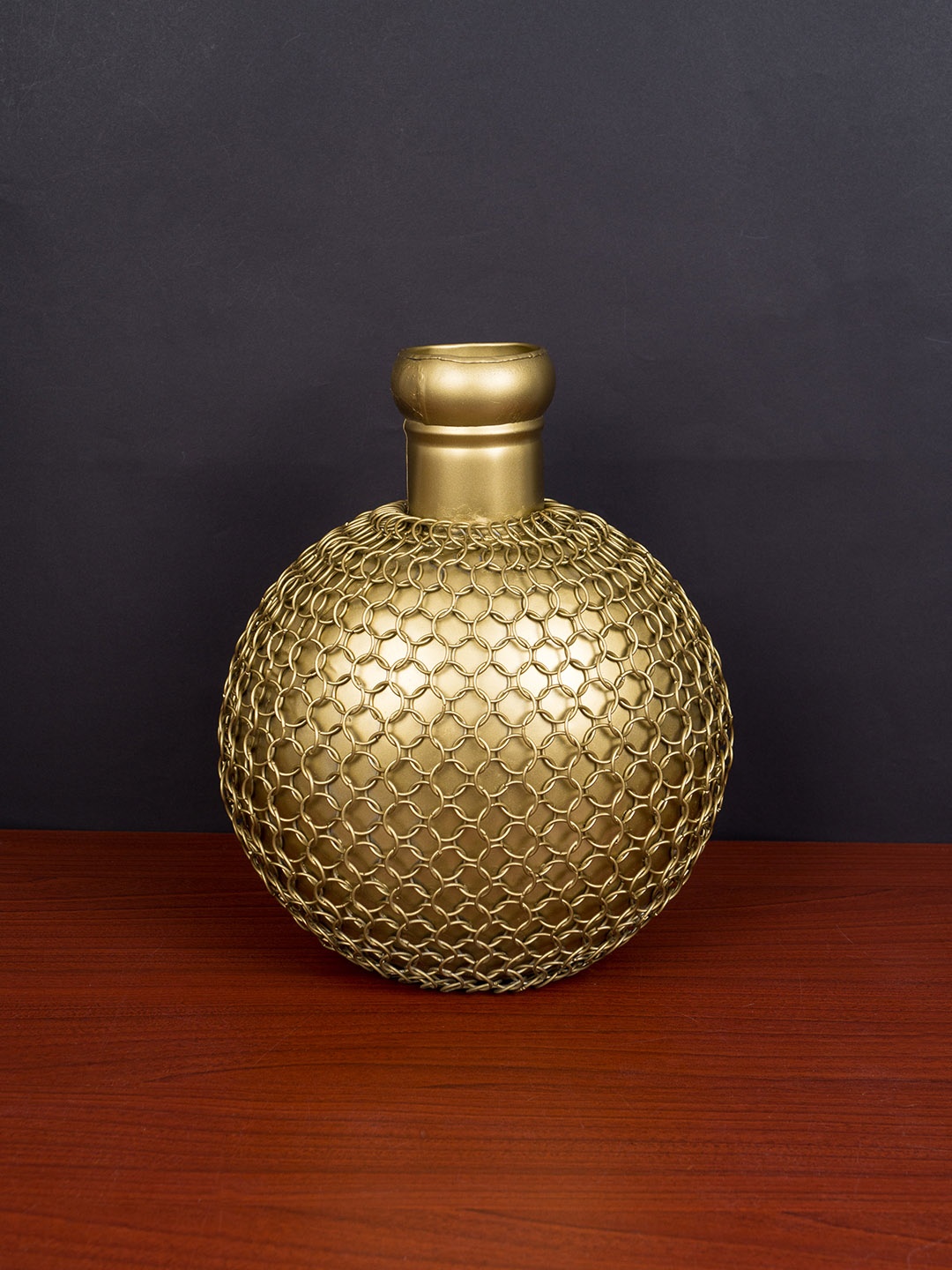 

Golden Peacock Gold-Toned Handcrafted Small Pot Showpiece