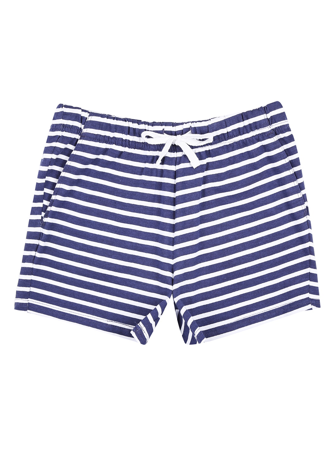 

Pantaloons Junior Girls Navy Blue & White Striped Regular Fit Regular Shorts