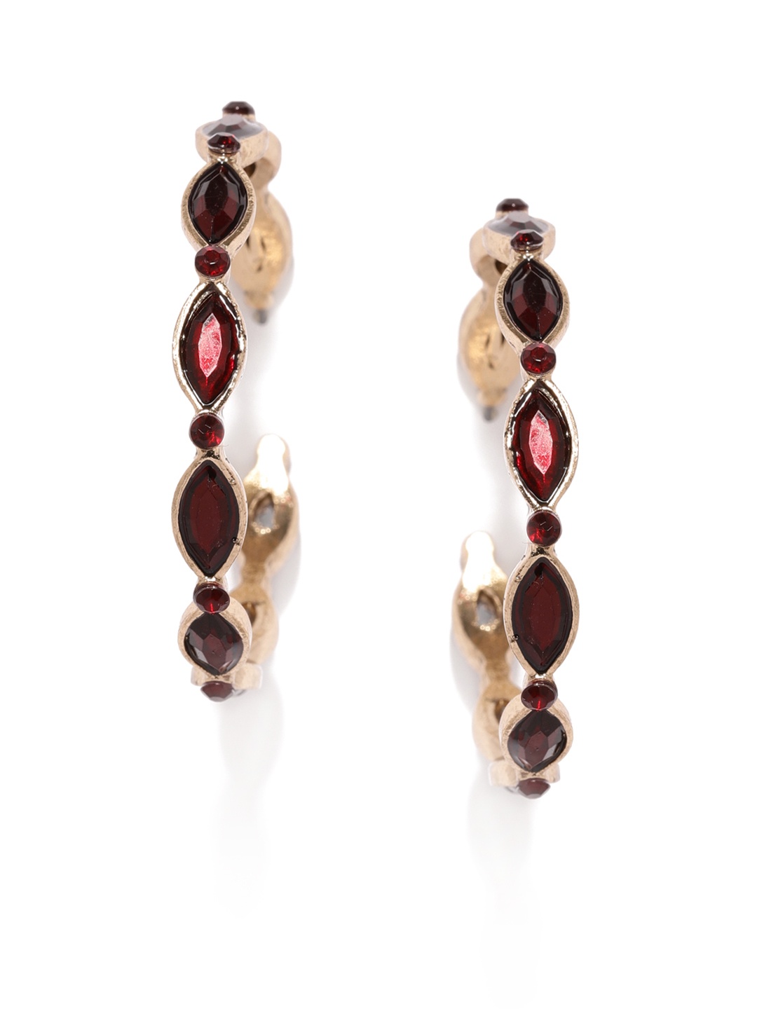 

justpeachy Burgundy & Gold-Toned Circular Half Hoop Earrings