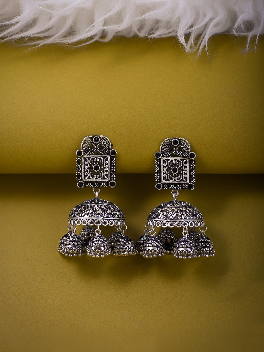 

justpeachy Oxidized Silver-Plated Dome Shaped Jhumkas