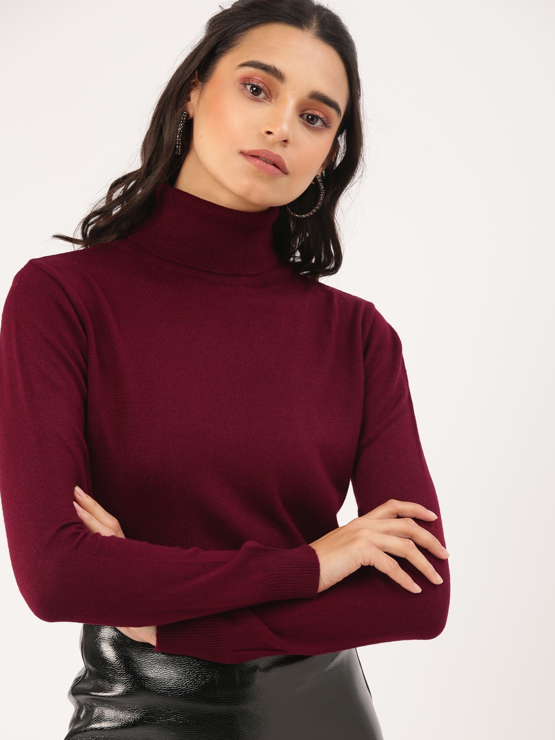 

DressBerry Women Maroon Solid Sweater