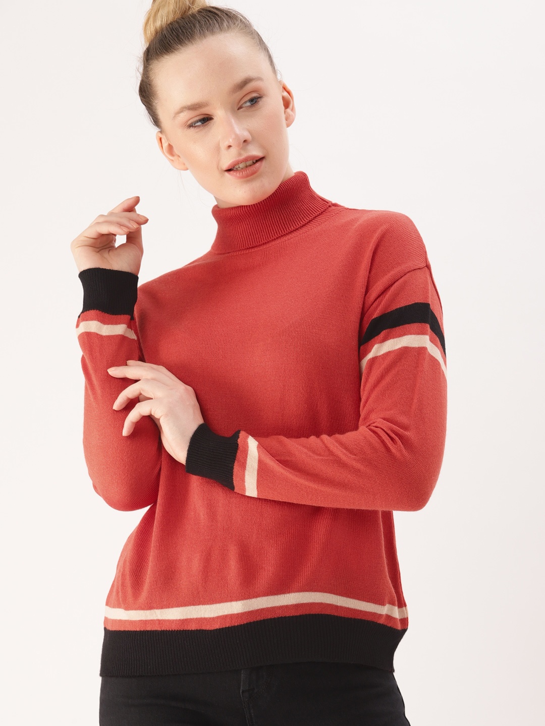 

DressBerry Women Rust Solid Sweater