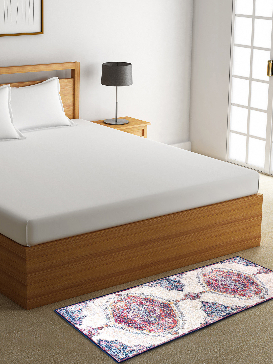 

ROMEE Blue & Beige Printed Bed Runner