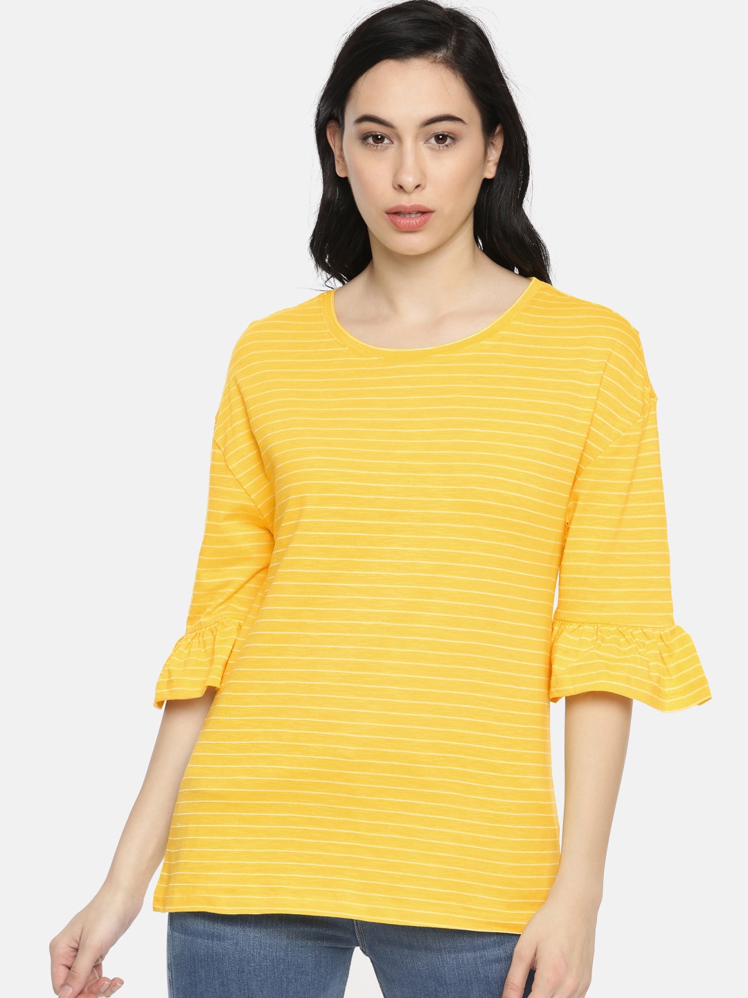 

Vero Moda Women Yellow Striped Top