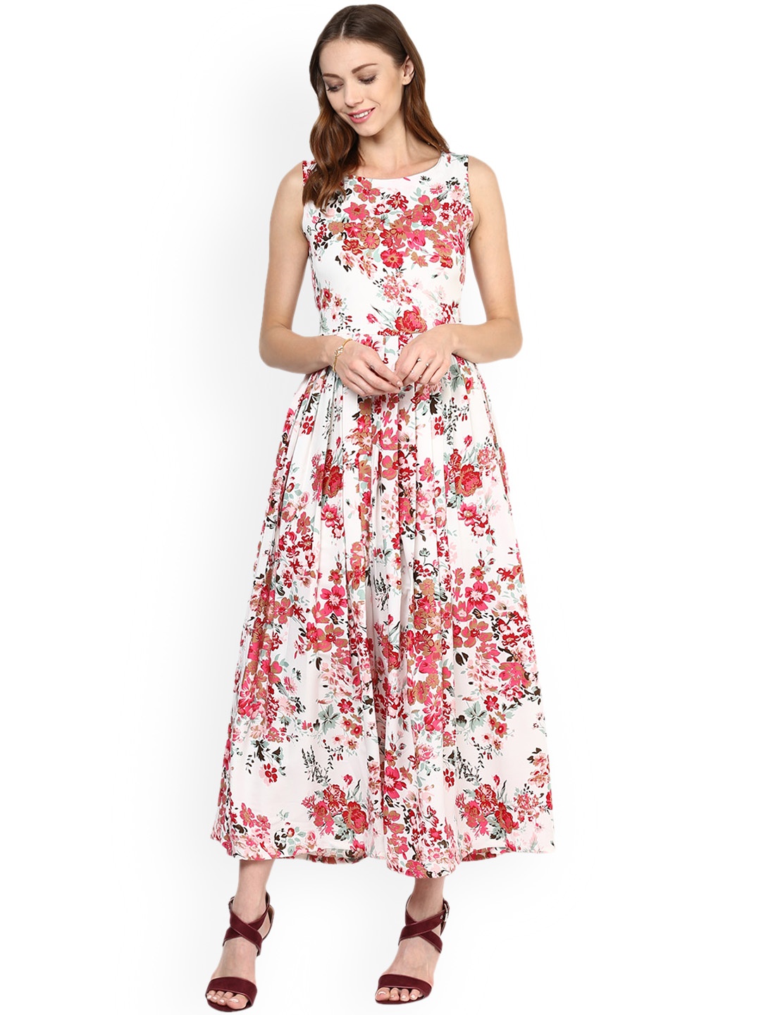 

MBE Women Pink Printed Maxi Dress
