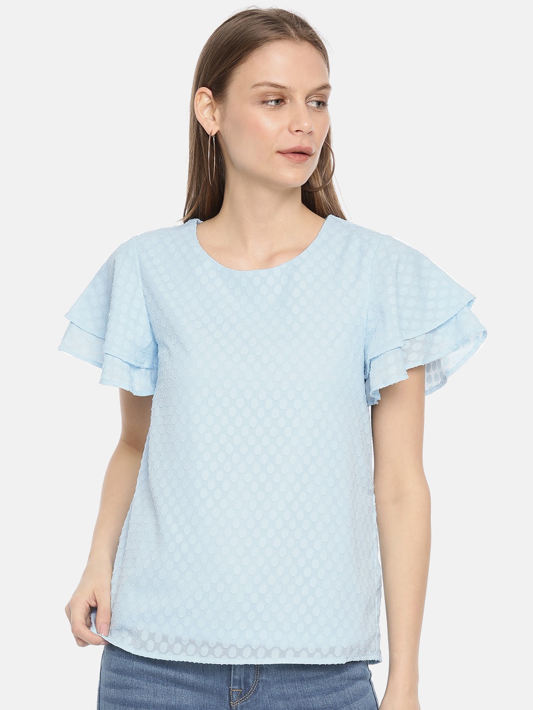 

Vero Moda Women Blue Self Design Top