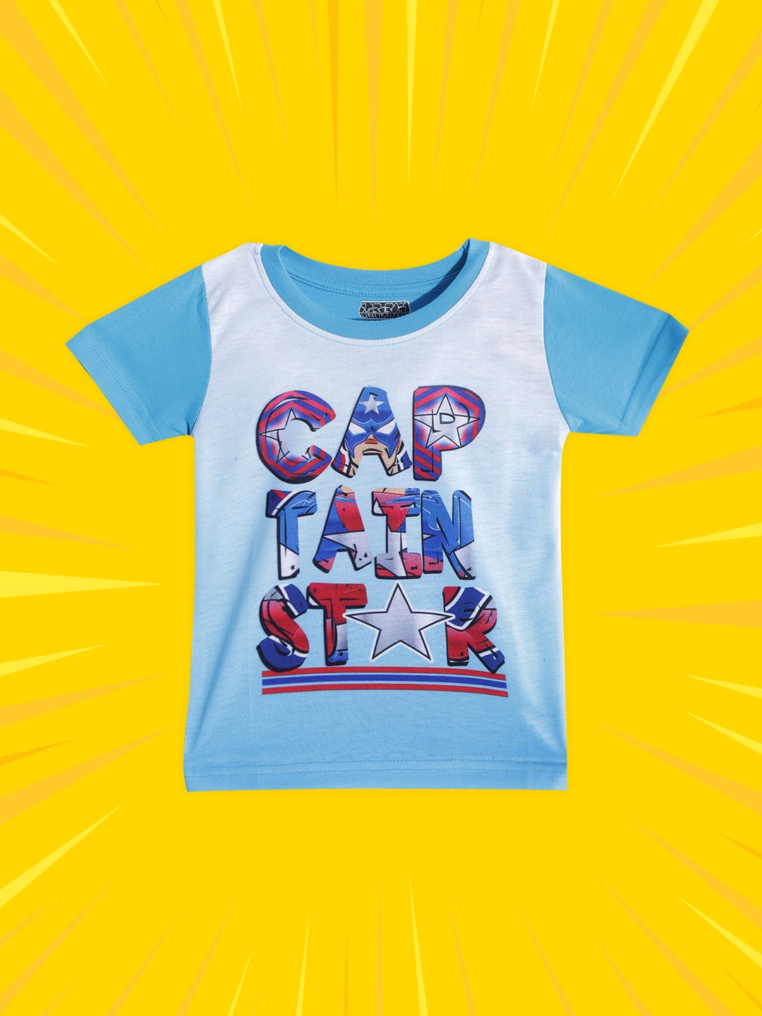 

Eteenz Boys Turquoise Blue & Red Captain America Print T-shirt