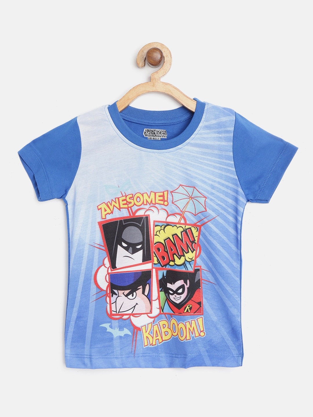 

Eteenz Boys Blue Batman Print Round Neck T-shirt