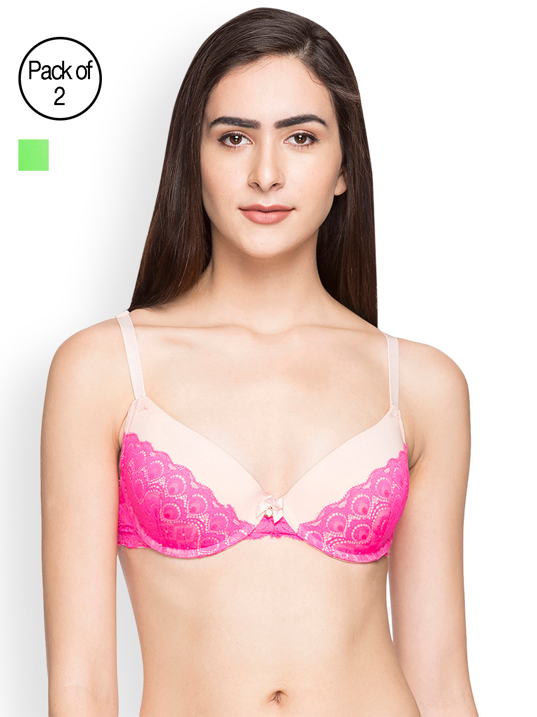 

Candyskin Heavily Padded and Demi Bra Combo CS04-9Black- CS05APink Pack of 2, Pink