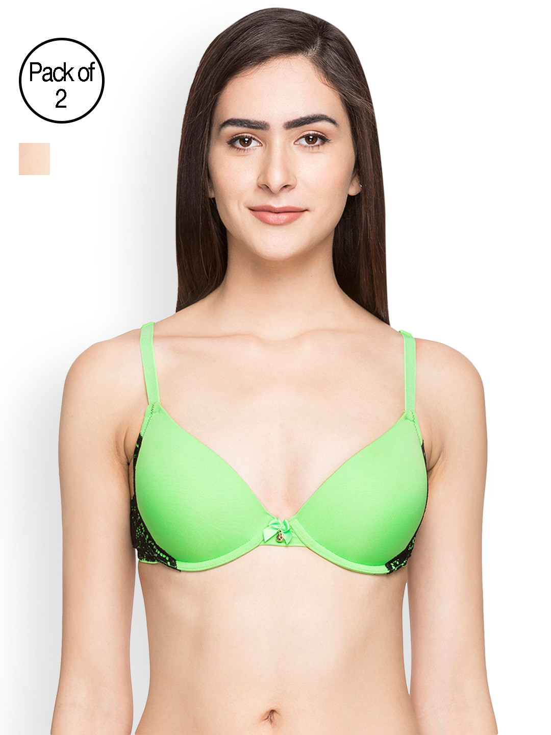 

Candyskin Heavily Padded and Demi Bra Combo CS04-9Black- CS05APink Pack of 2, Green
