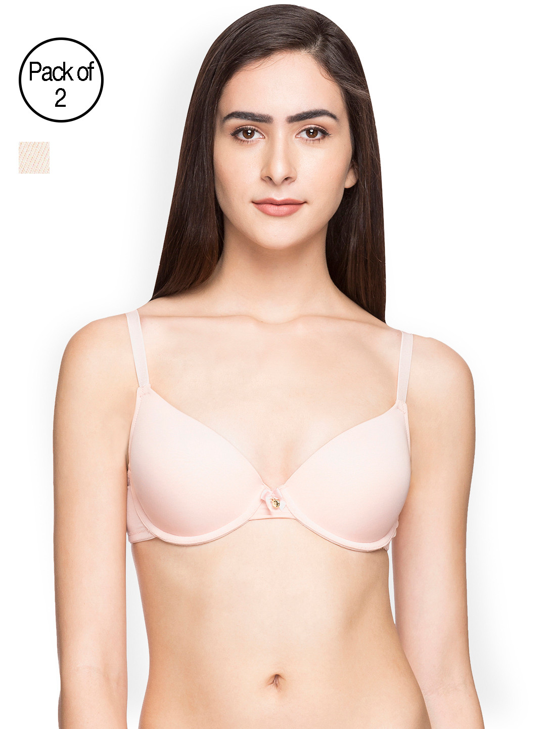 

Candyskin Heavily Padded and Demi Bra Combo CS04-9Black- CS05APink Pack of 2, Peach