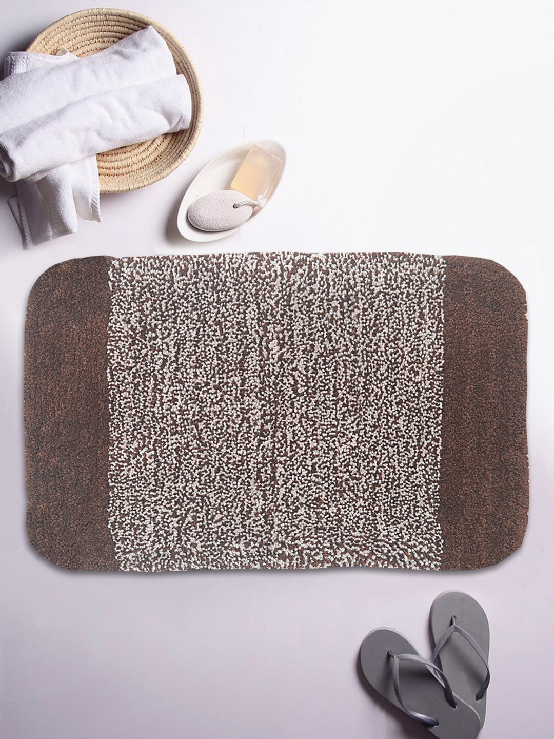 

BIANCA Brown Cotton Anti-Skid Bath Rug
