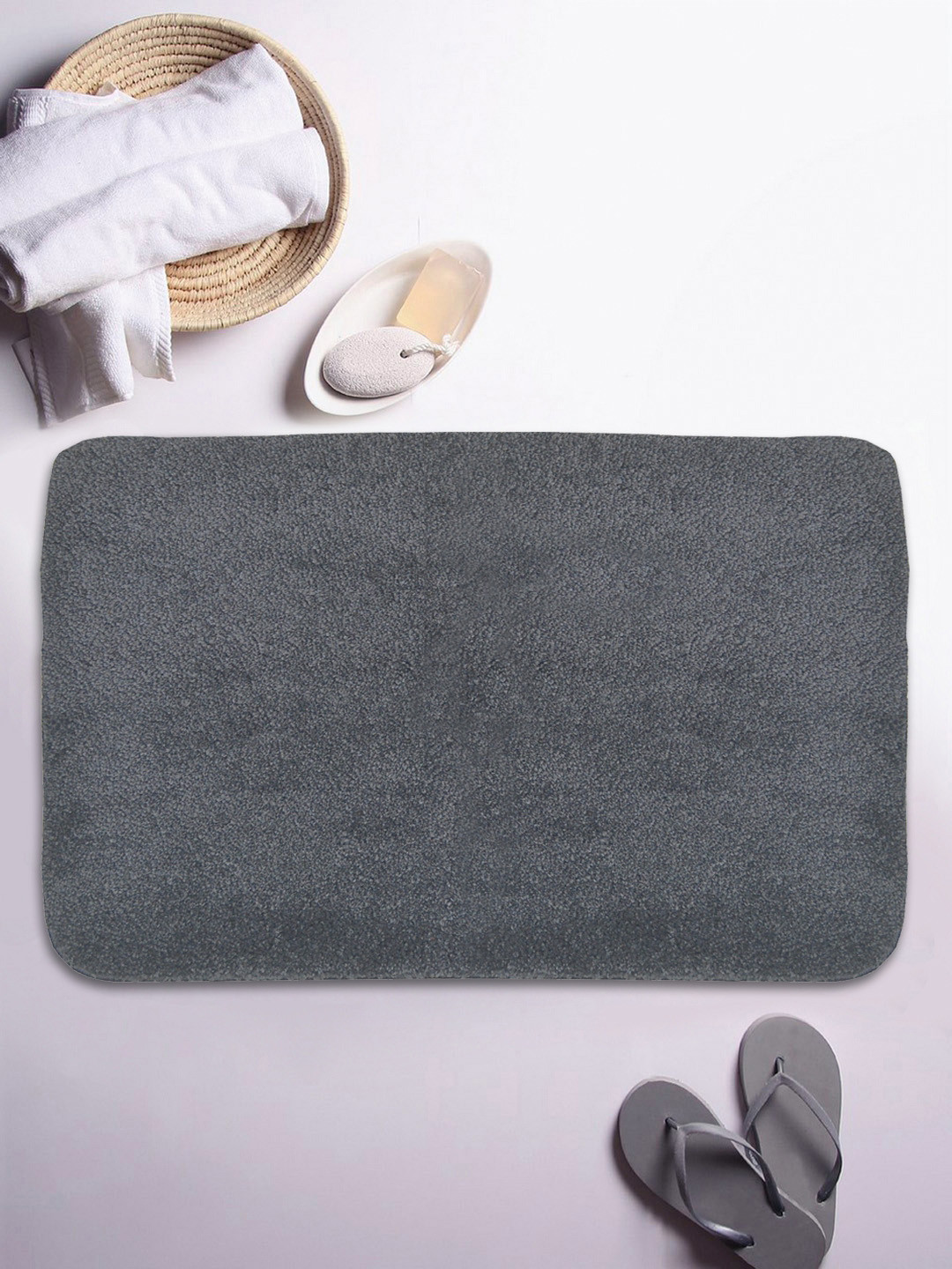 

BIANCA Grey Microfibre Anti-Skid Bath Rug