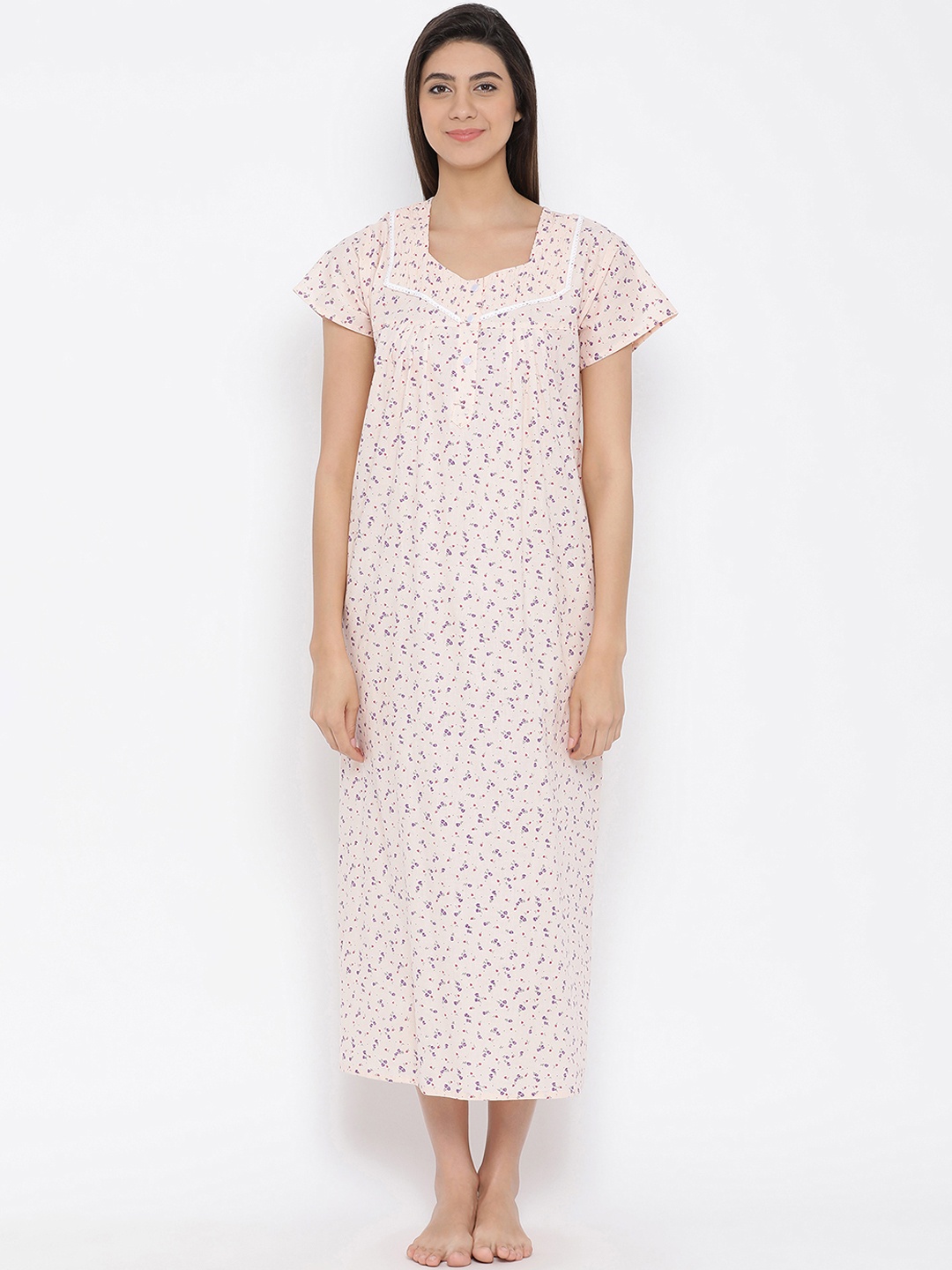 

Clovia Pink Printed Nightdress NS1181P16