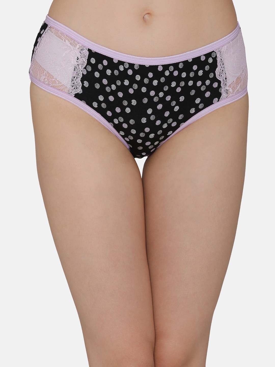 

Clovia Women Black & Grey Printed Mid Rise Lace Hipster Briefs PN3197P13XL