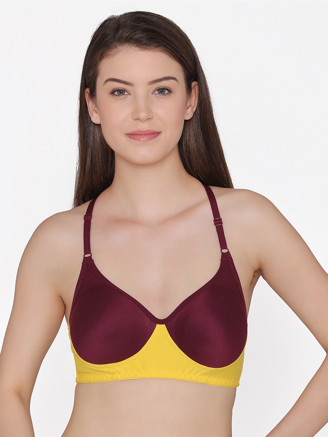 

Clovia Cotton Rich Soft Spacer Cup Non-Wired Racerback Bra, Burgundy