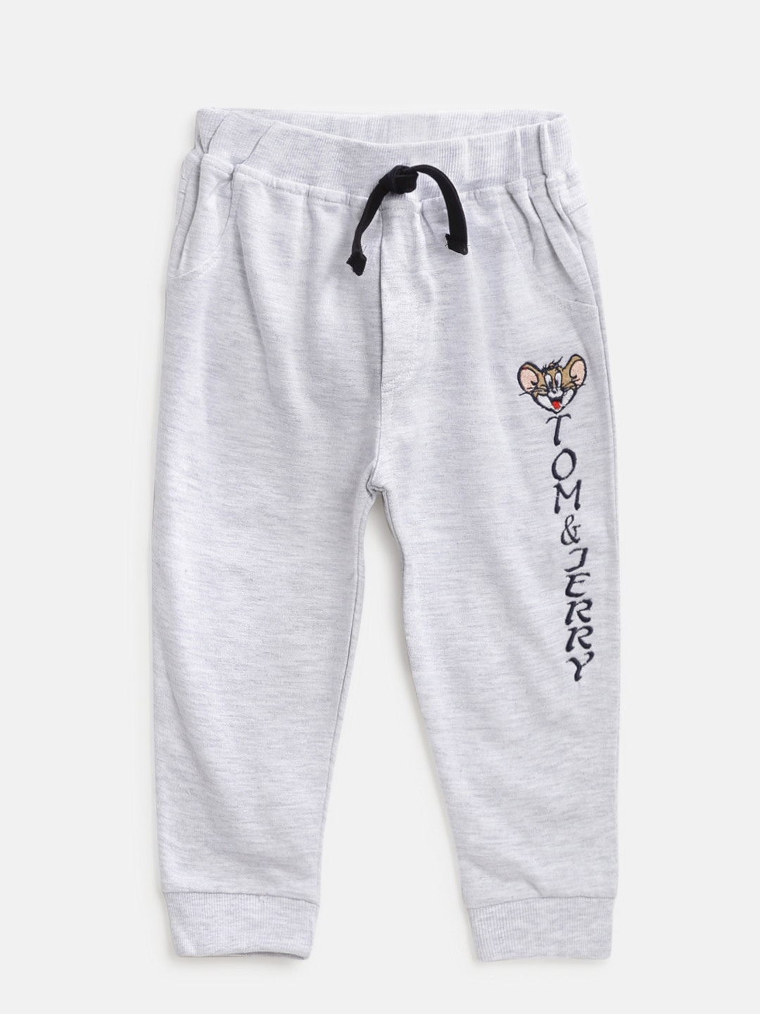 

Moms Love Boys Grey Melange Solid Lounge Joggers with Applique Detail MLS20748TJBLPT