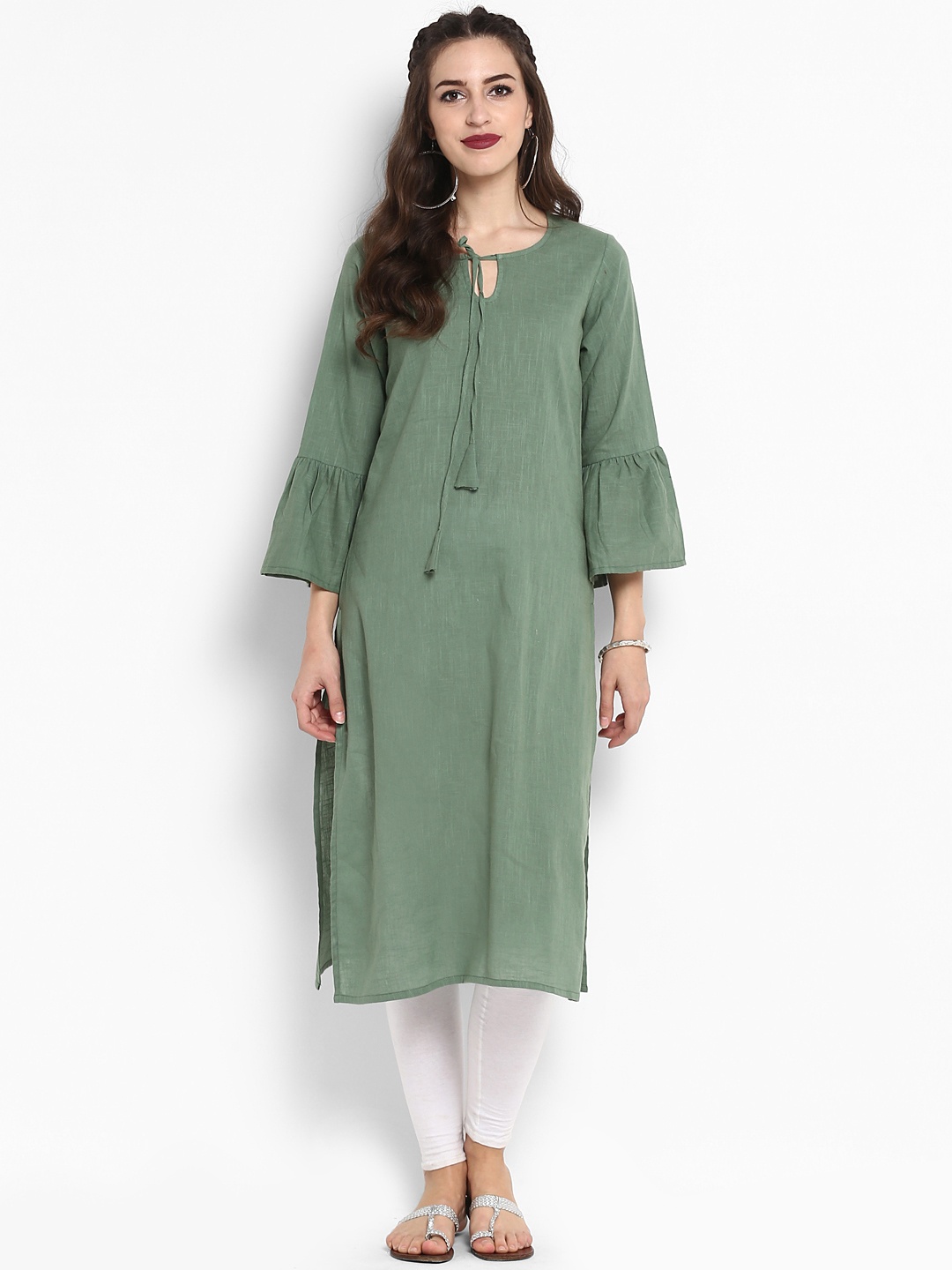 

aayusika Women Teal Solid Straight Kurta