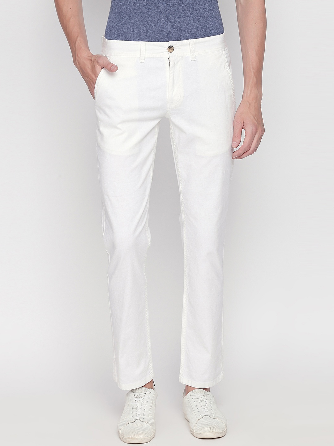

Urban Ranger by pantaloons Men White Slim Fit Solid Chinos