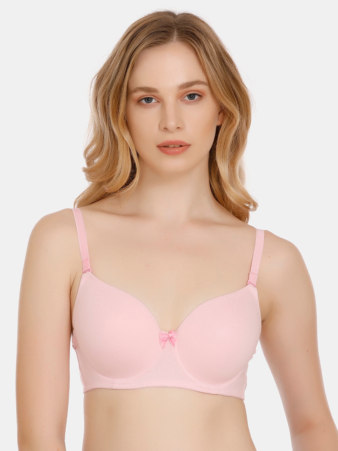

Zivame Pink Solid Underwired Lightly Padded T-shirt Bra ZI1456FASHAPINK