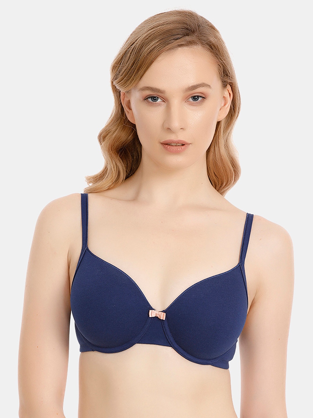 

Zivame Blue Solid Underwired Lightly Padded T-shirt Bra ZI1740FASHABLUE