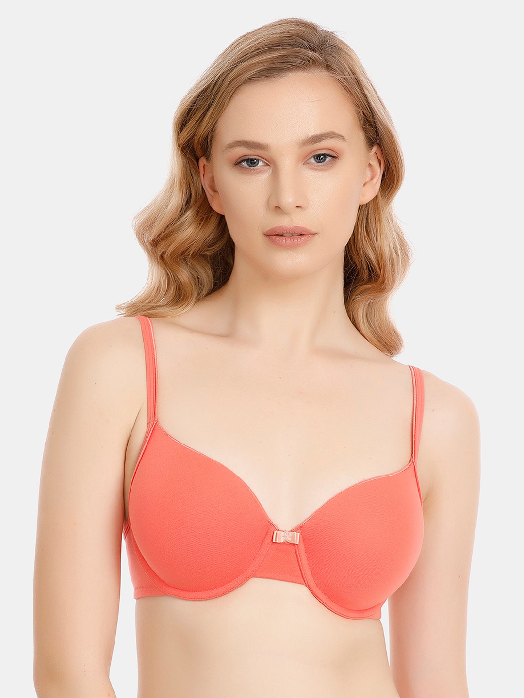 

Zivame Peach-Coloured Solid Underwired Lightly Padded T-shirt Bra ZI1740FASHCORNG