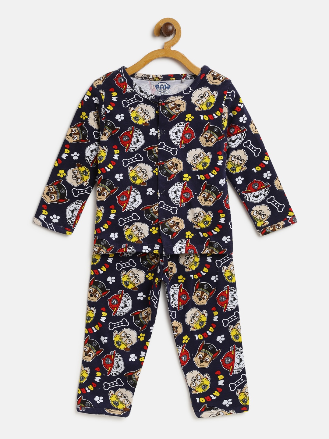 

Moms Love Boys Navy Blue & White Printed Night suit MLS20761PPBNTW