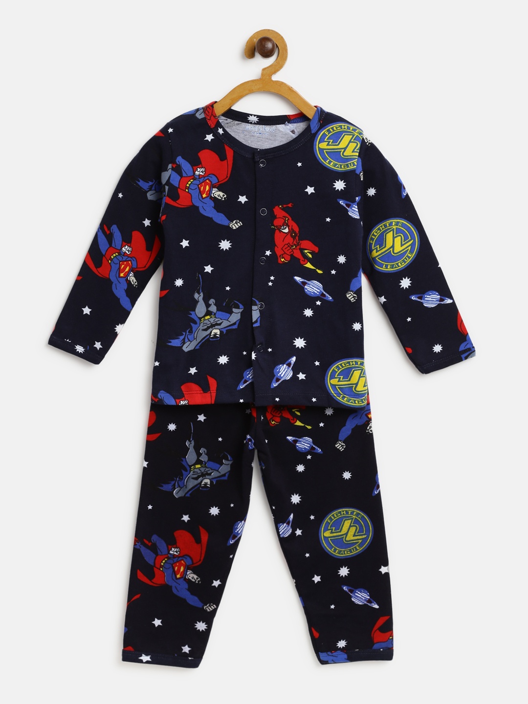 

Moms Love Boys Navy Printed Night Suit MLS20763JLBNTW, Navy blue