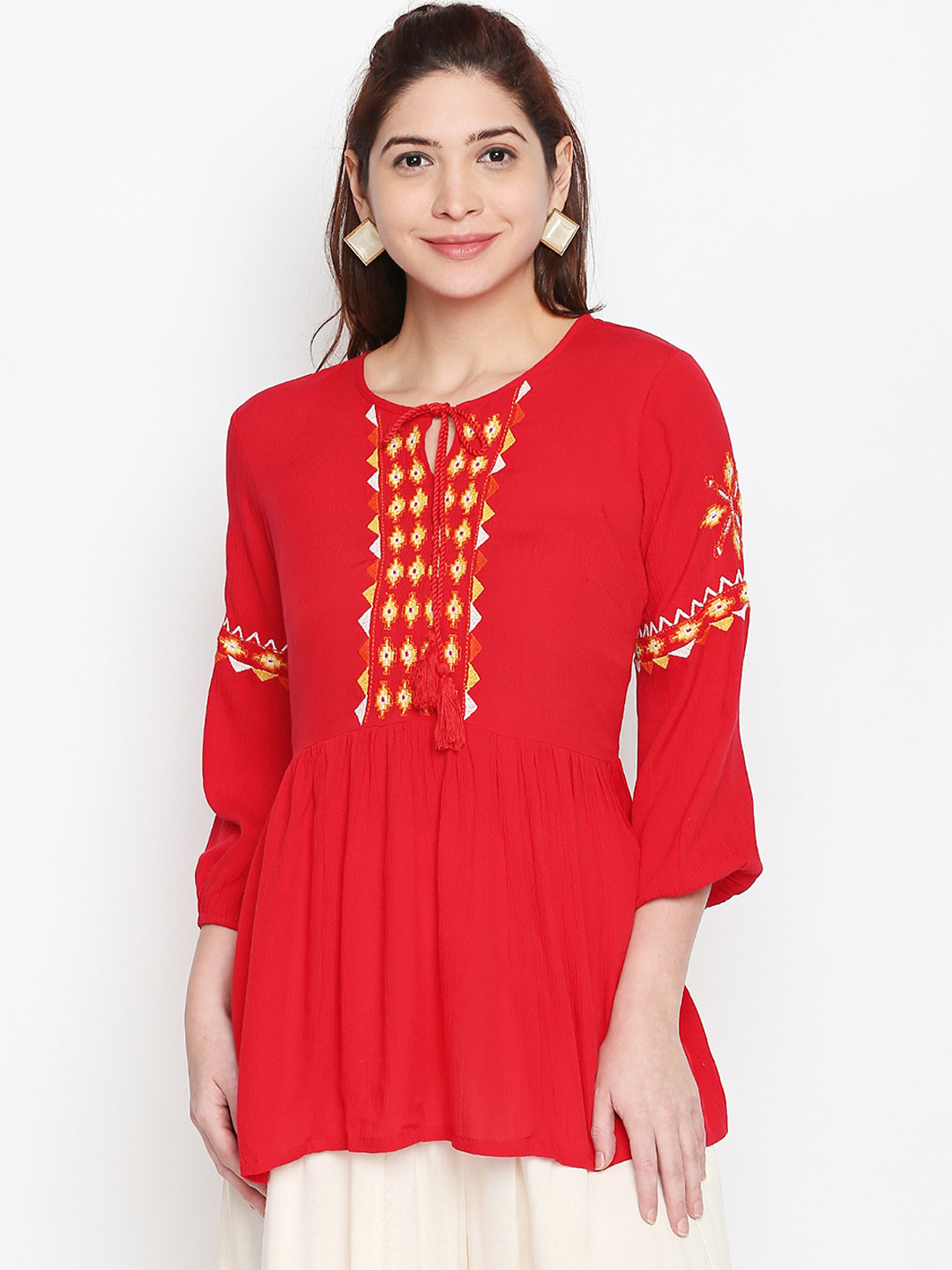 

AKKRITI BY PANTALOONS Women Red Solid Top