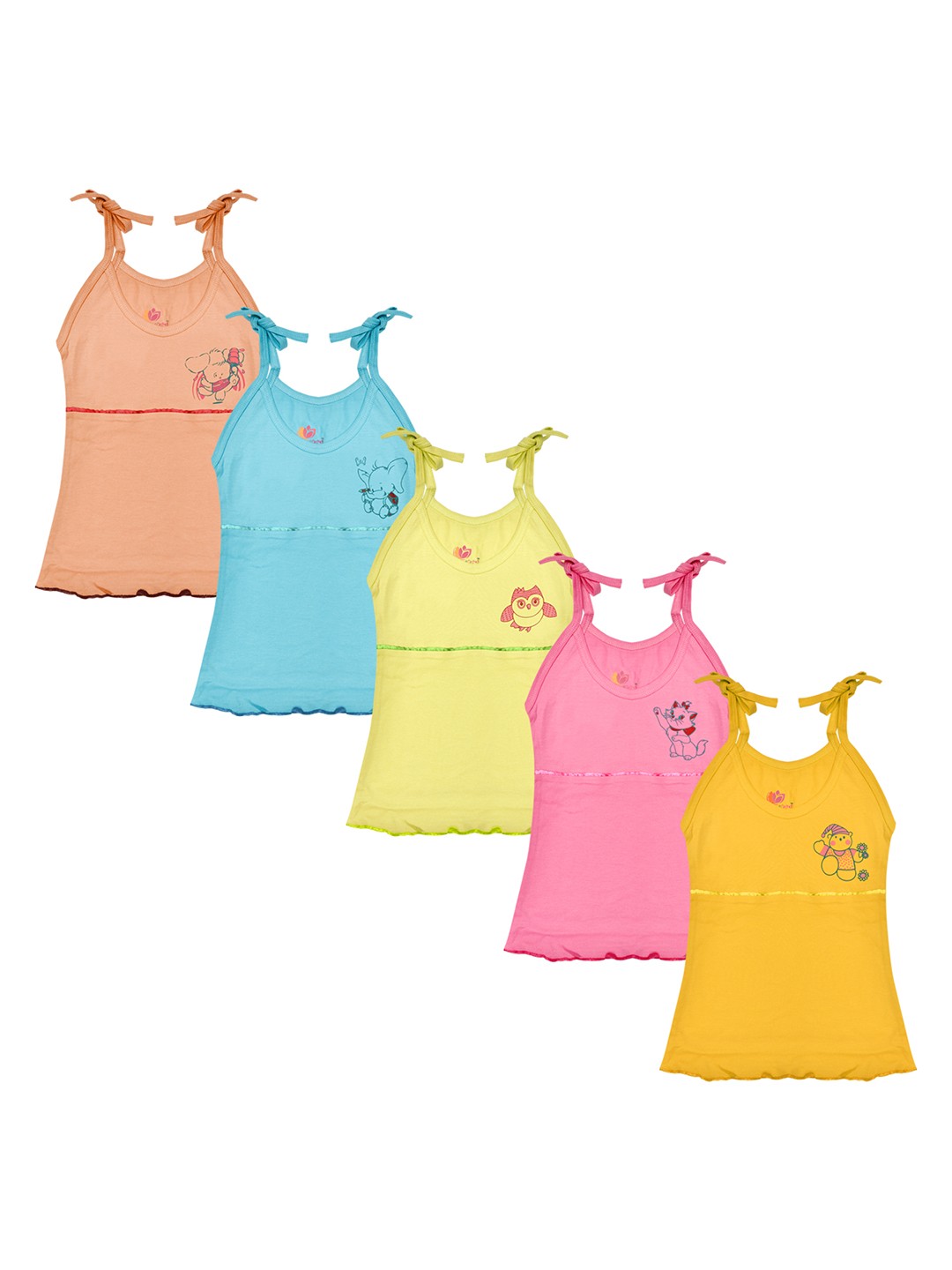 

Orange and Orchid Girls Pack of 5 Solid A-Line Dress, Multi