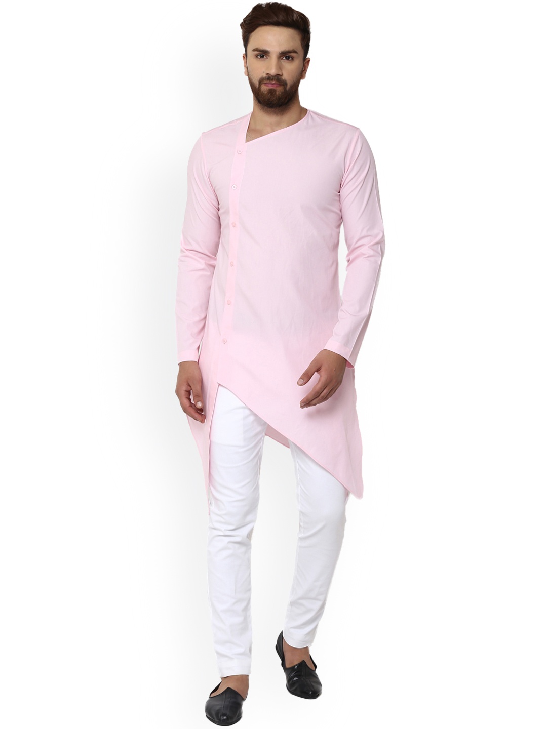 

See Designs Men Pink & White Solid Straight Kurta
