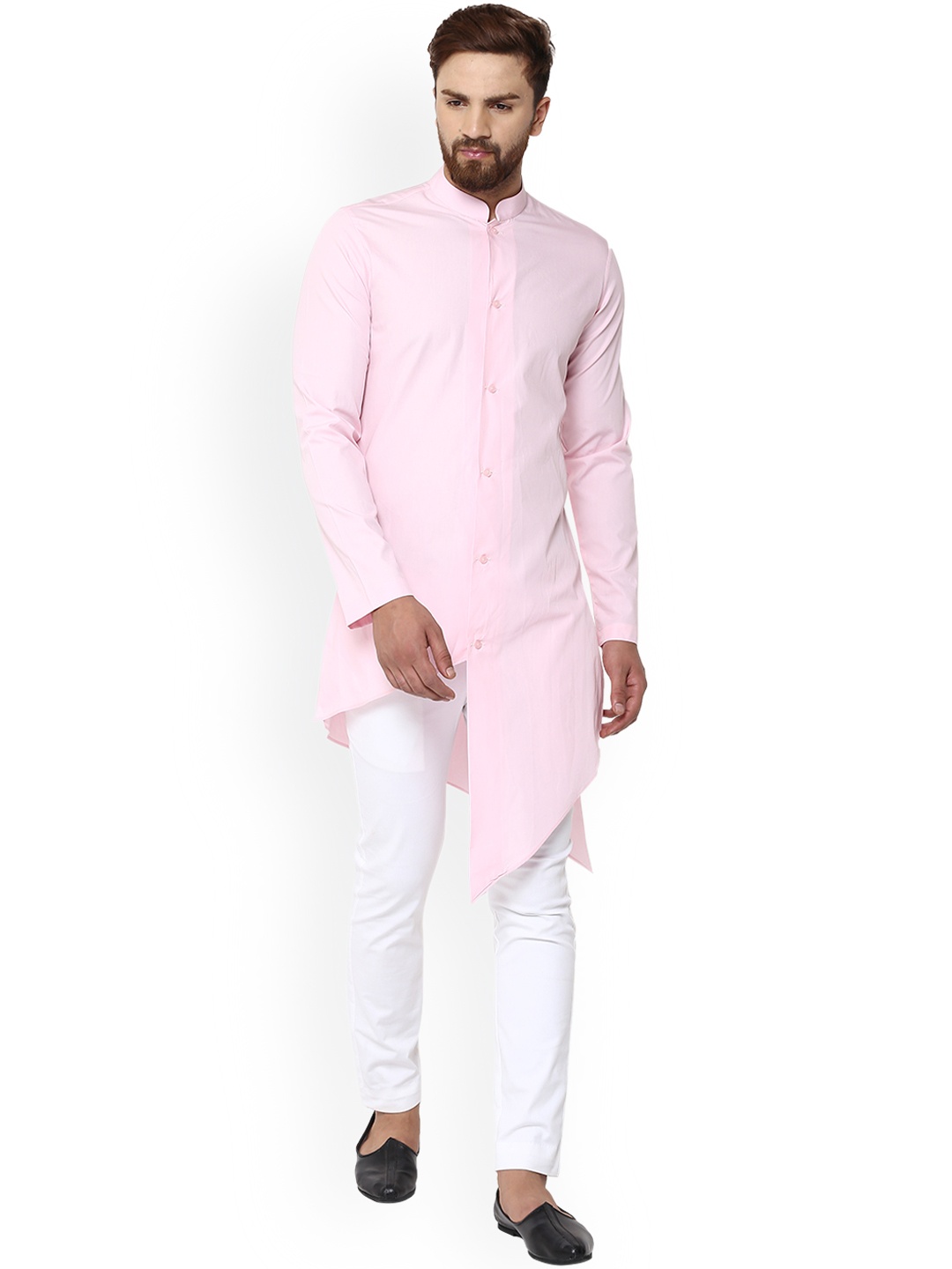 

See Designs Men Pink Solid Straight Kurta