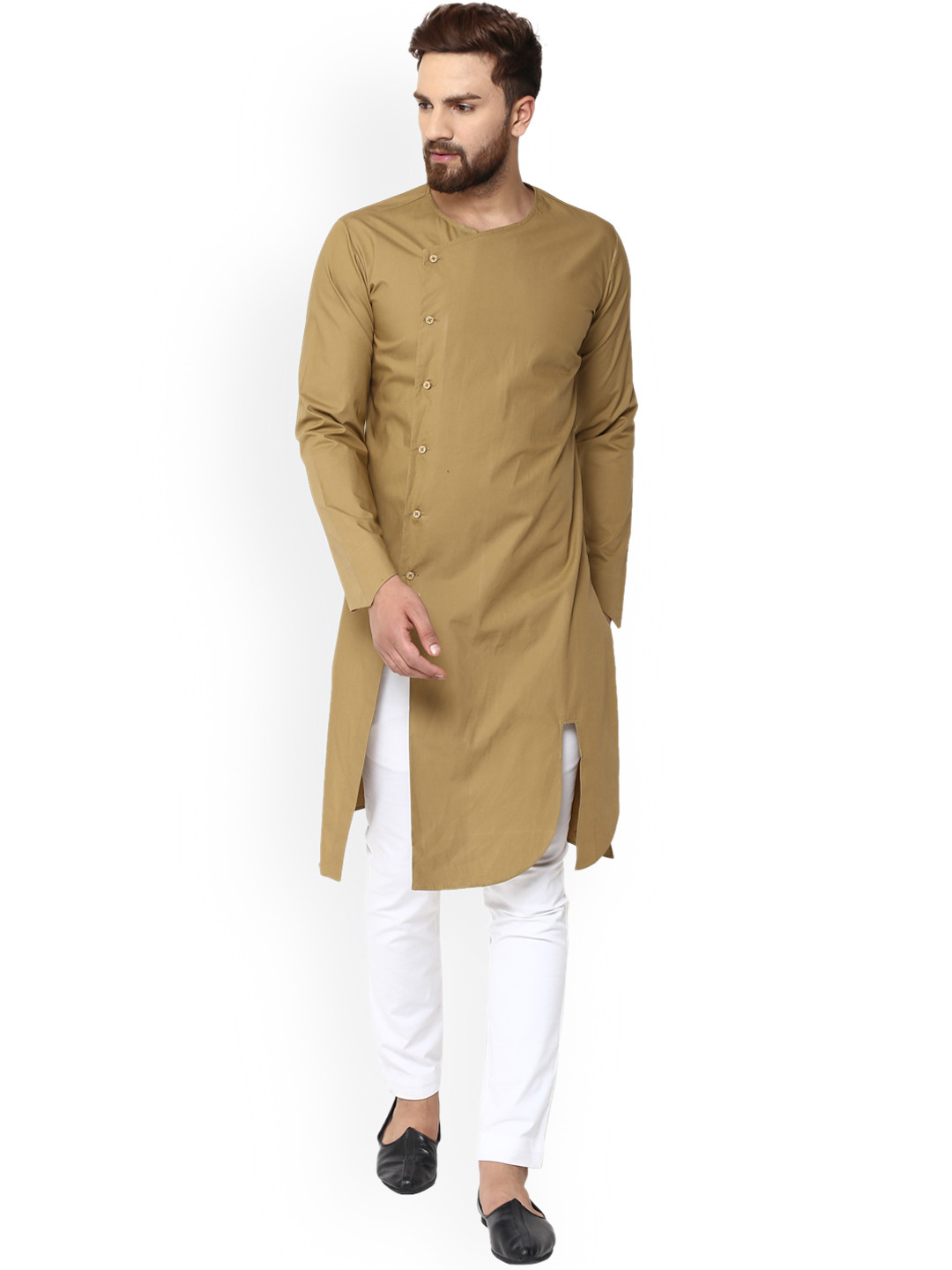 

See Designs Men Khaki Solid Straight Kurta