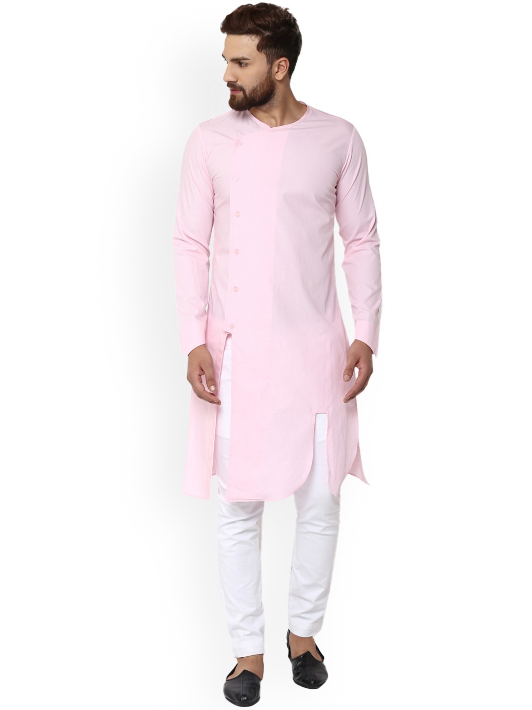 

See Designs Men Pink Asymmetric Hem Straight Kurta
