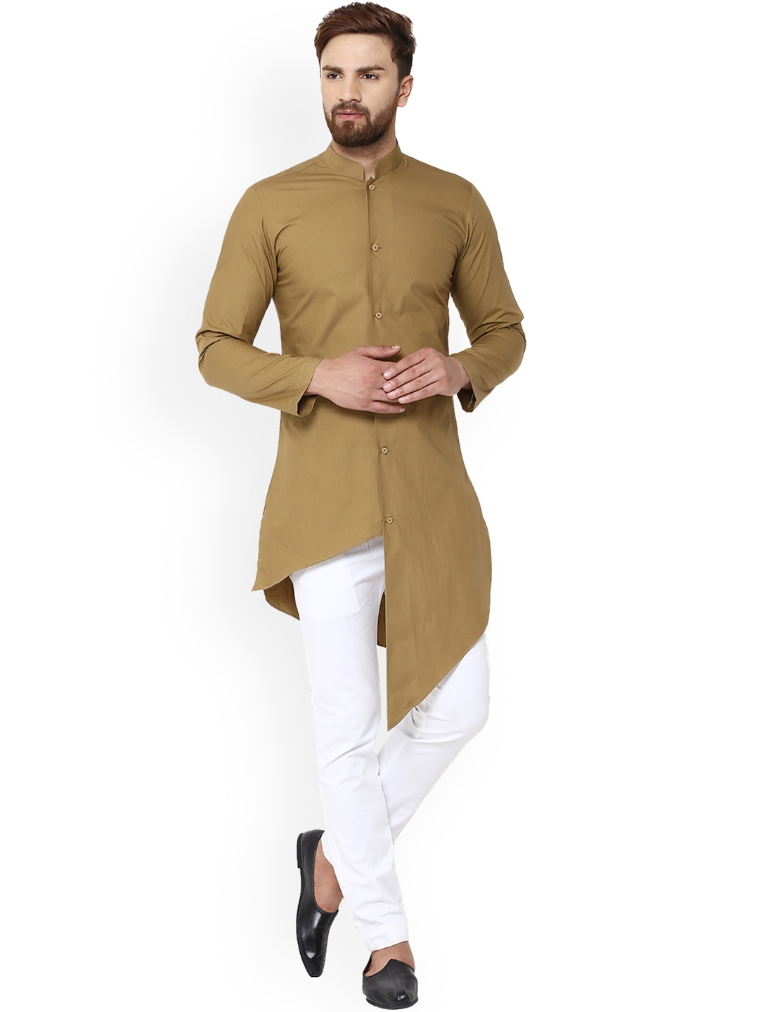 

See Designs Men Khaki Solid Straight Kurta