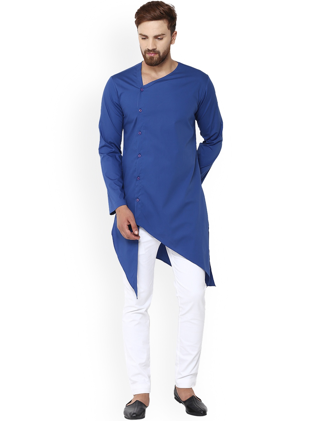 

See Designs Men Blue Solid Straight Kurta