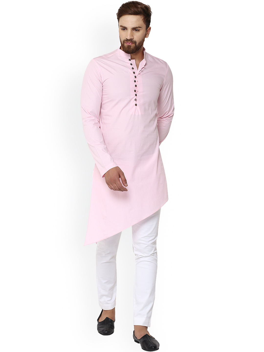 

See Designs Men Pink Solid Straight Kurta