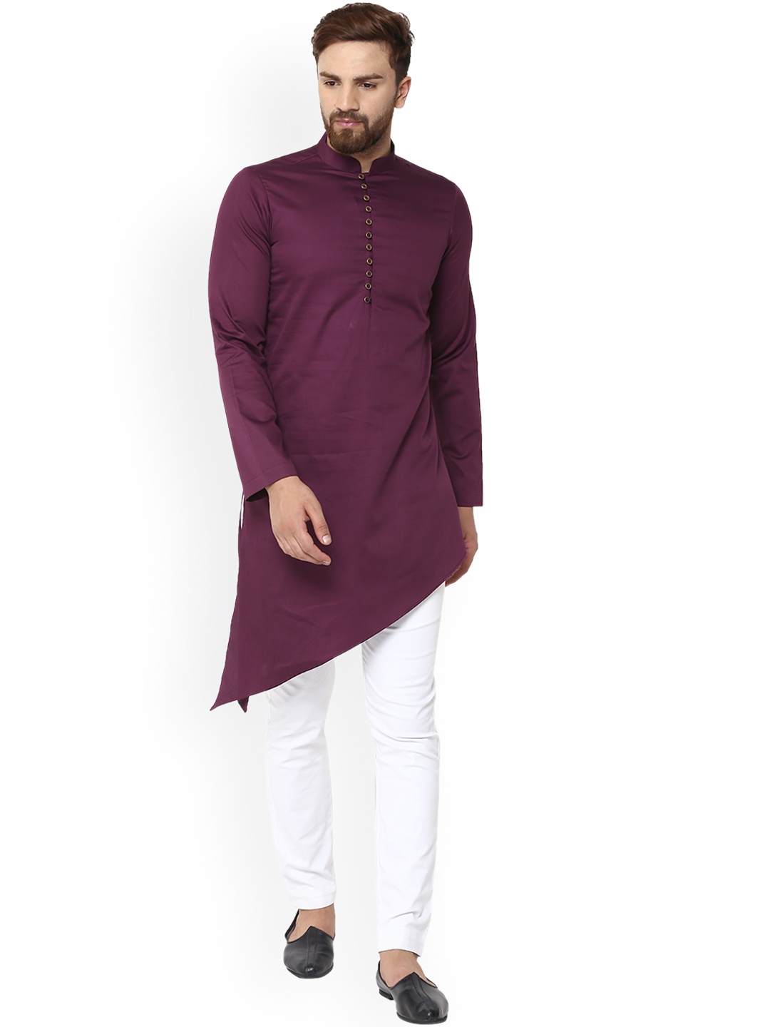 

See Designs Men Maroon Solid Asymmetric Straight Kurta
