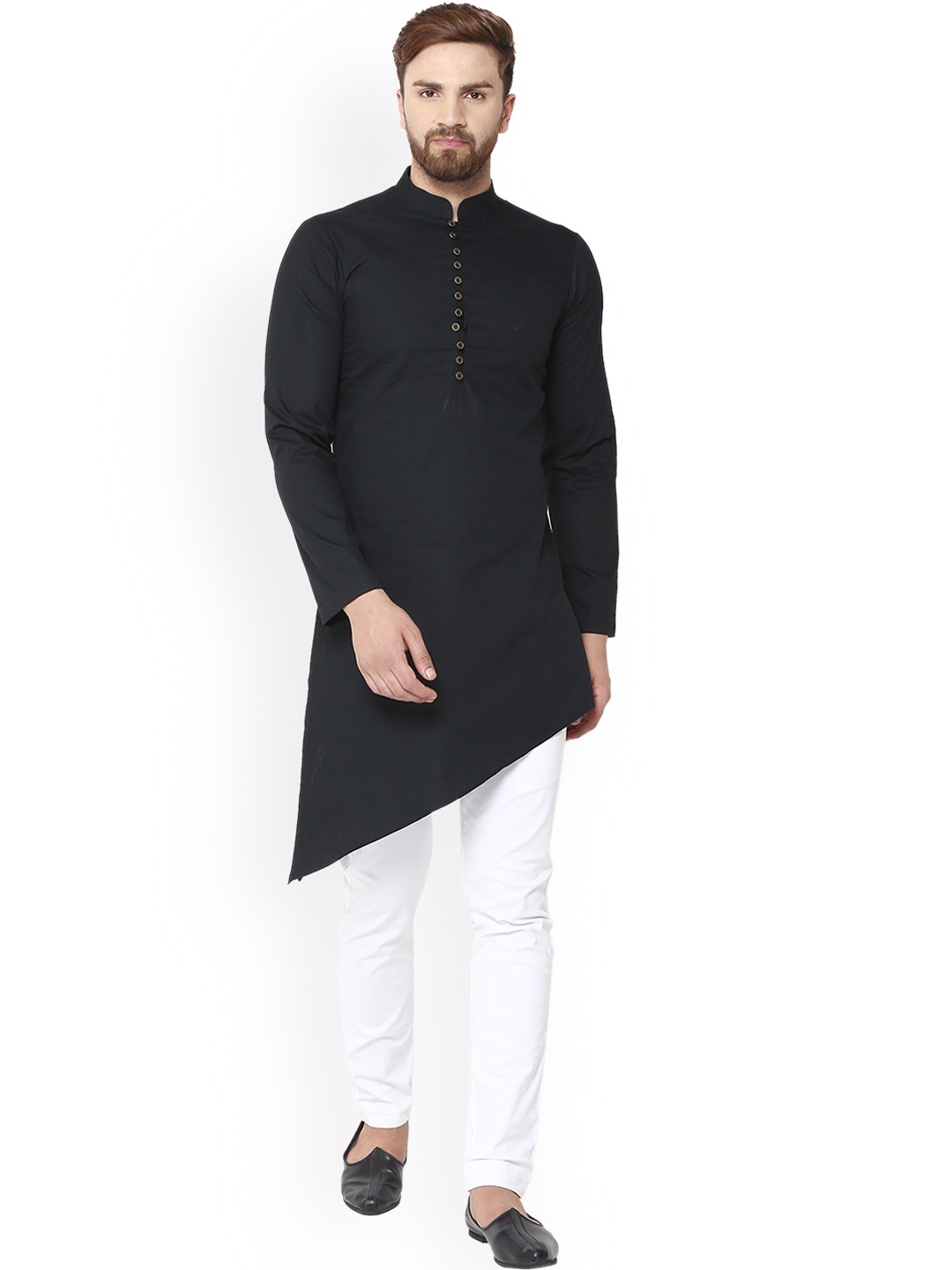 

See Designs Men Black & Black Solid Straight Kurta