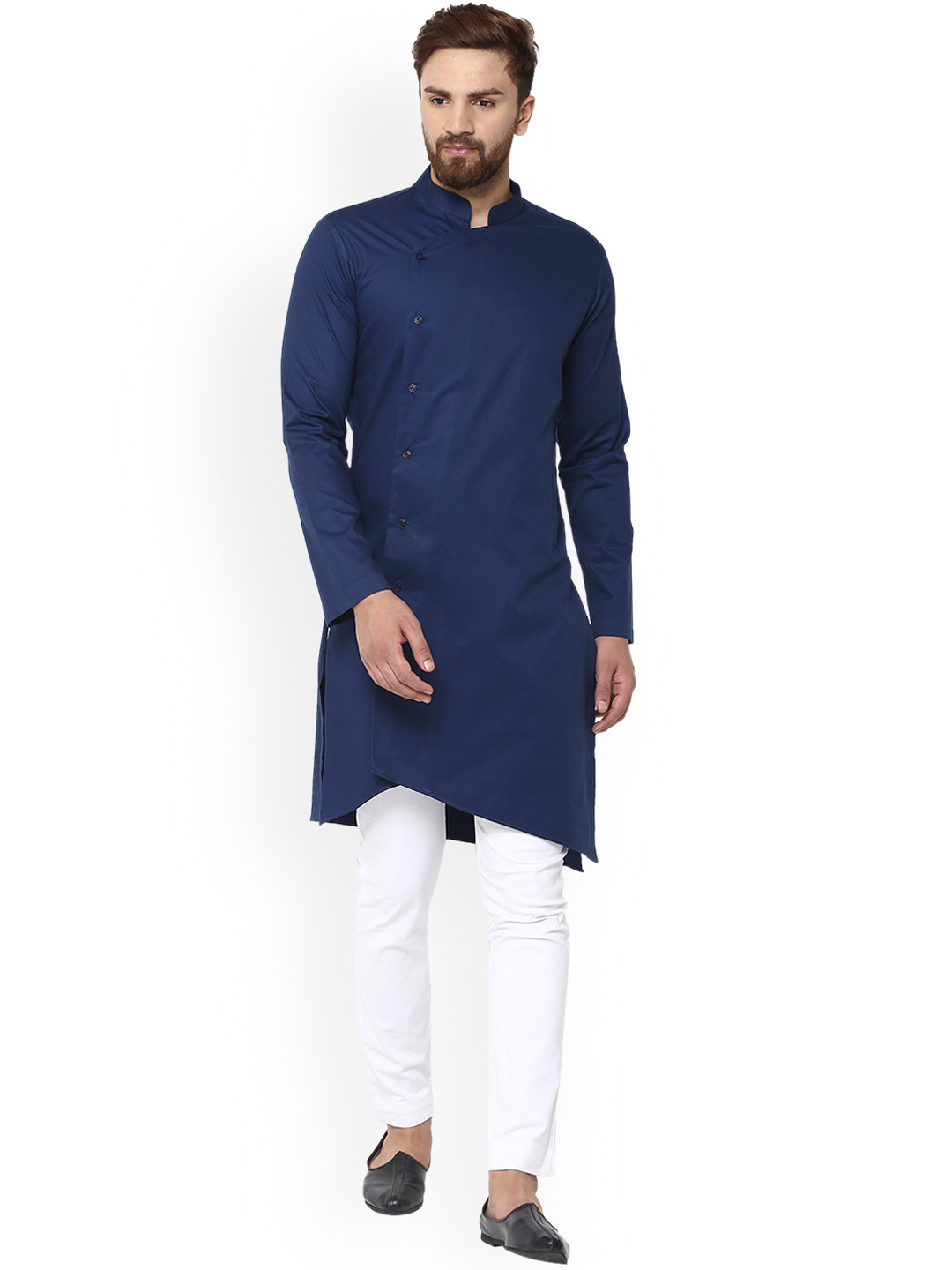 

See Designs Men Blue & Blue Solid Straight Kurta