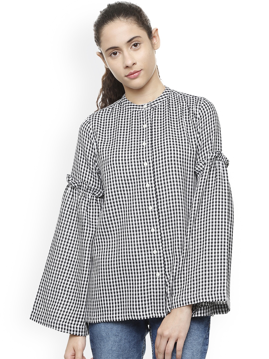 

Van Heusen Woman Black & White Checked Top