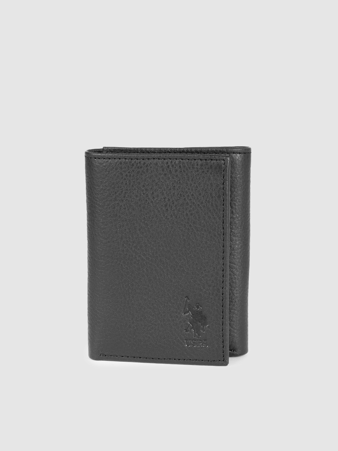 

U.S. Polo Assn. Men Black Solid Leather Three Fold Wallet