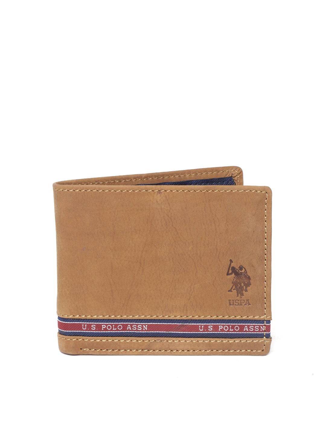 

U.S. Polo Assn. Men Brown Solid Leather Two Fold Wallet