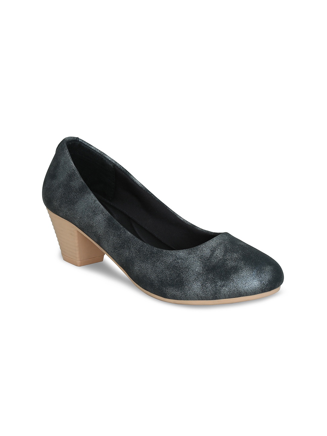 

Get Glamr Women Charcoal Grey Textured Pumps