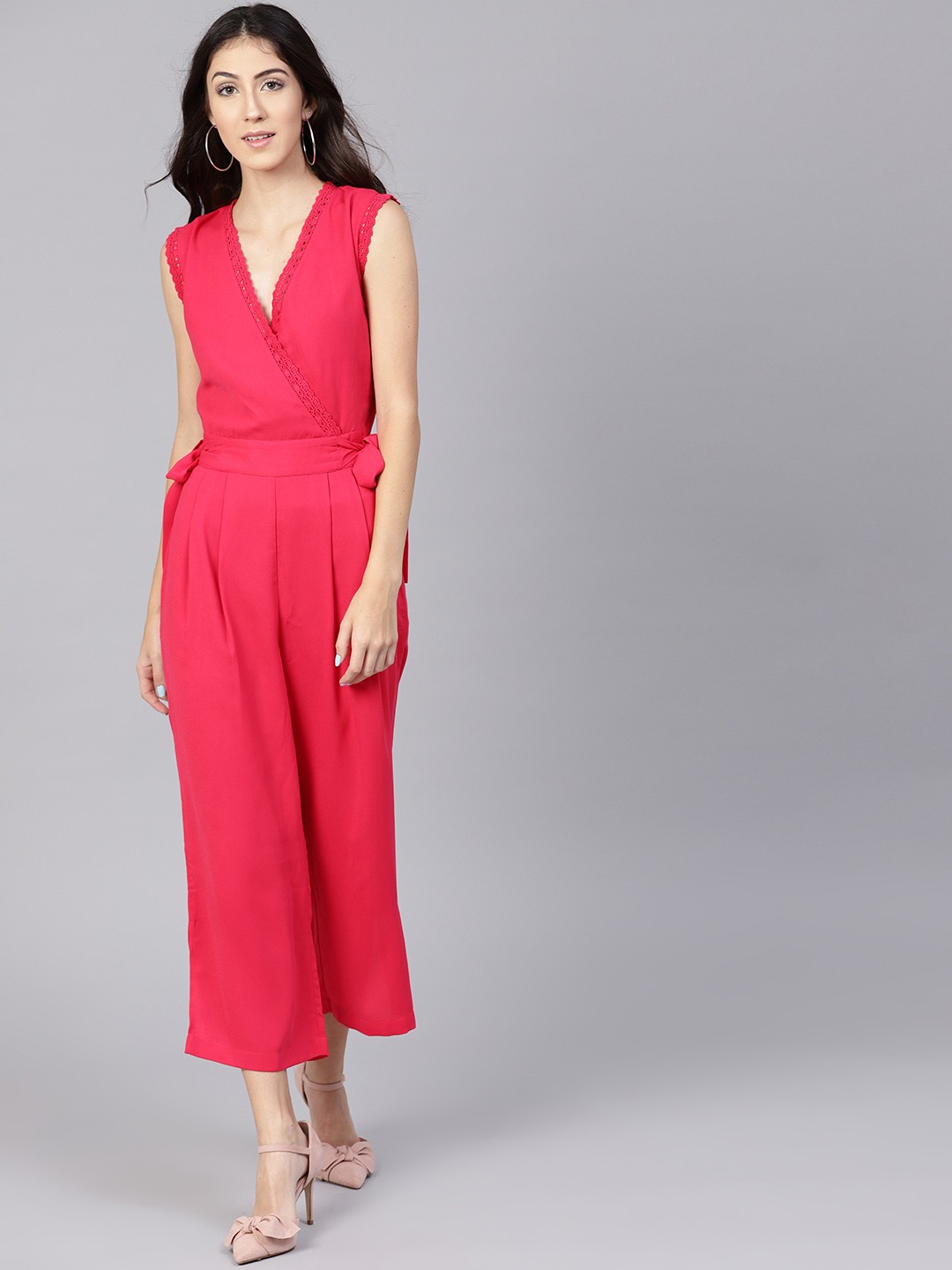 

STREET 9 Pink Solid Basic Jumpsuit